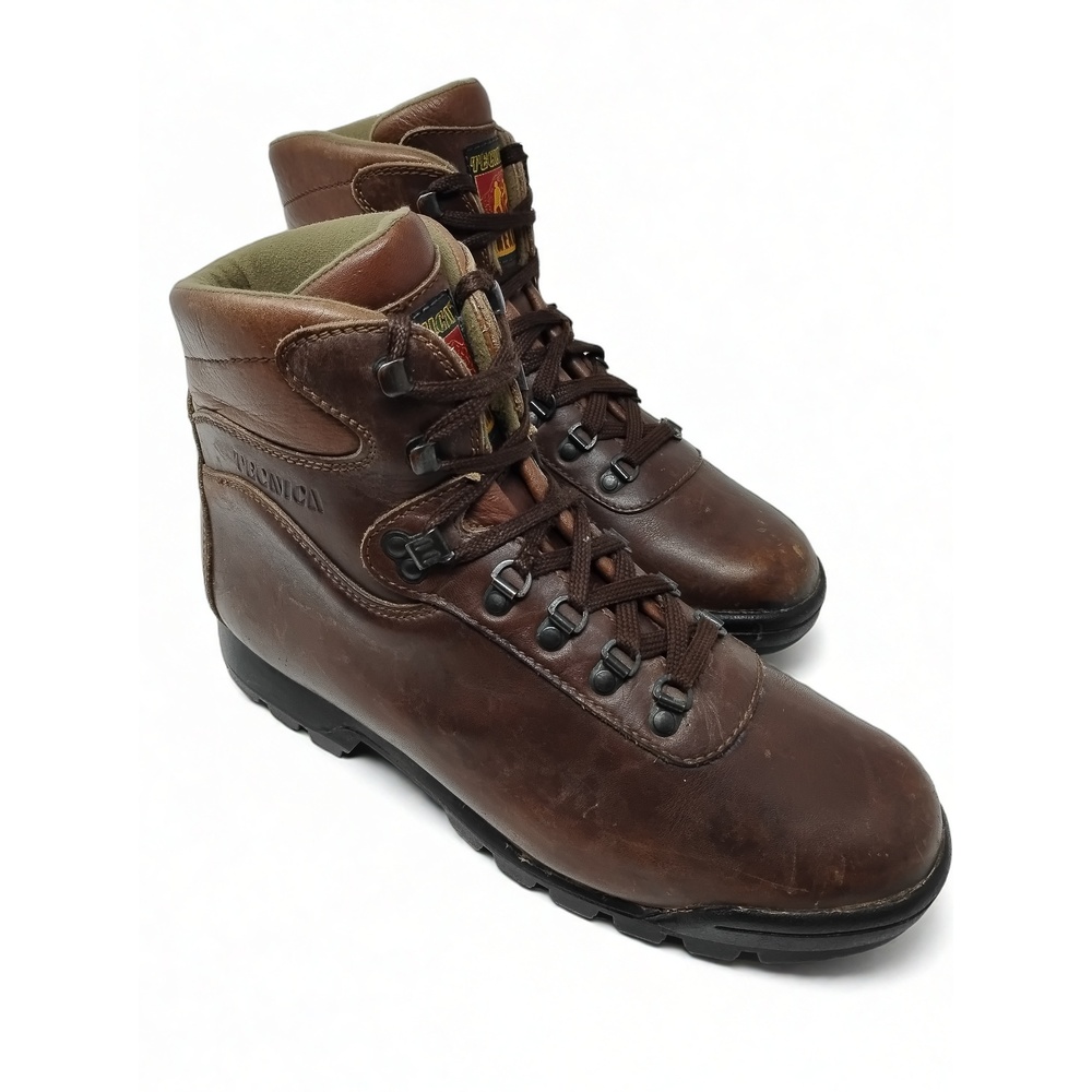 Gorpcore Outdoor Tecnica Leather Hiking Boots Size 10 M Vibram Lugged Sole